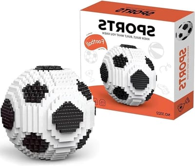 Voetbal Bouwblokken - Voetbalmodel Bouwset - Creatief Bouwen - Gedetailleerd Voetbalmodel - 10 cm - Wit