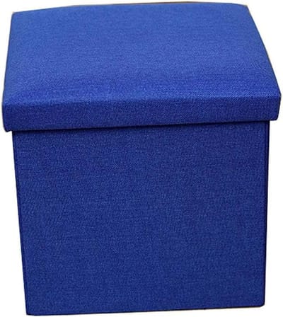 Opbergpoef Linnen - Voetenbankje - Ruimte Organiseren - Afneembaar Deksel - 30x30x30 cm - Grijs