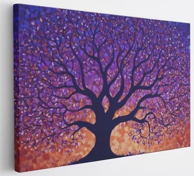 Saammp Canvas Schilderij - Kleurrijke boom - Abstract - 30x20 - Foto op canvas - Wanddecoratie - Muurdecoratie Woonkamer - Slaapkamer decoratie - Canvas Print