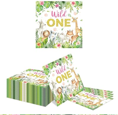 Dailygoods- Servetten 40 Stuks - Papieren Servetten - Feestdecoratie - Dieren Thema - Verjaardag Meisjes - Baby Shower Accessoires - Tafelservetten