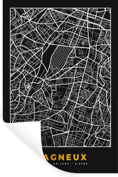 Muurstickers - Sticker Folie - Frankrijk - Stadskaart - Bagneux - Plattegrond - Kaart - 20x30 cm - Plakfolie - Muurstickers Kinderkamer - Zelfklevend Behang - Zelfklevend behangpapier - Stickerfolie