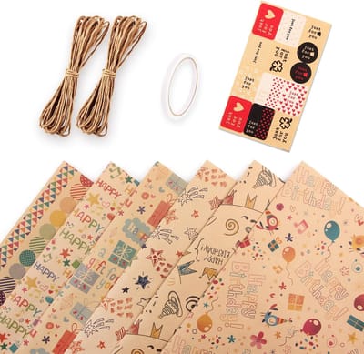 Dailygoods - Compleet Cadeaupapier Set voor Verjaardag - 6 Vellen 70 x 100 cm