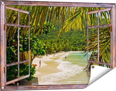 Gards Tuinposter Doorkijk Laguna - 90x60 cm - Tuindoek - Tuindecoratie - Wanddecoratie buiten - Tuinschilderij