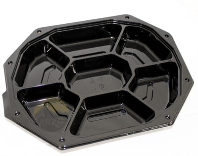 KURTT 10 serveerschalen met deksel (7-vaks), tapas schaal, hard plastic servies schalen, herbruikbaar catering schaal - reusable - servies -