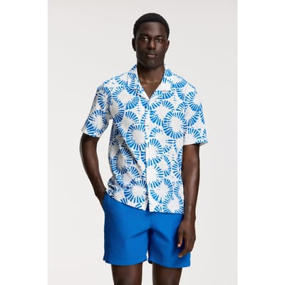 Shiwi Vic Short Sleeve Shirt Ripple White Blue Ripple Size: M | Swimming Trunks Outlet | Heren | Blauw