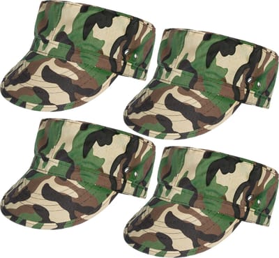 Boland Boland Carnaval verkleed Soldaten hoed/cap/petje - 4x - camouflage groen - volwassenen - Militairen/leger thema