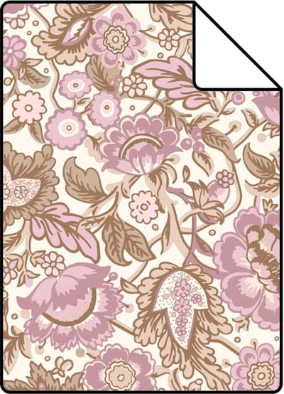 Proefstaal ESTAhome behang vintage bloemen bruin en paars - 26.5 x 21 cm - 131495-S