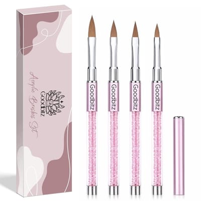 Goodbitz - Penselen - 4-delig - Penselen acryl - Acryl penselen - Acryl nagels - Acryl kwast - Nail art tools - Nail art set - Nail art kwast - Penselenset - Penselen set