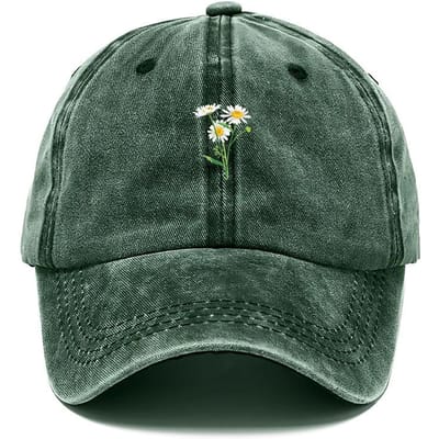 Geborduurde Bloemen Baseballpet Gewassen Katoen Vintage Papa Hoed Mode Streetwear Hip Hop Verstelbaar Unisex Casual Zomerpet black
