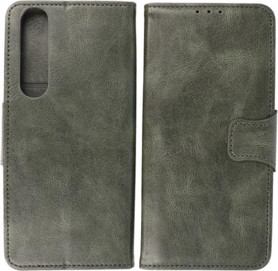 Sony Xperia 5 III Hoesje - Portemonnee Book Case - Kaarthouder & Magneetlipje - Kunstleer - Donker Groen