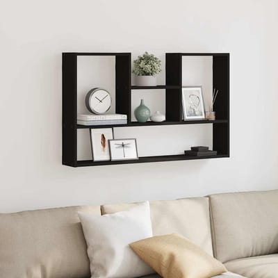 vidaXL - Wandschap - 99x15x60 - cm - bewerkt - hout - zwart