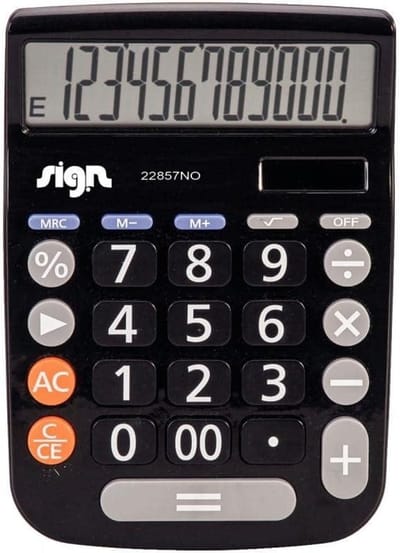 Rekenmachine Bureau - Zakrekenmachine Kantoor - Dagelijkse Berekeningen - Groot LCD Scherm - 10 x 16 cm - Zwart
