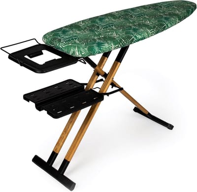 Verstelbare Strijkplank 130 x 47 cm met Hout en Aluminium, Robuuste Weerstand en Wielen