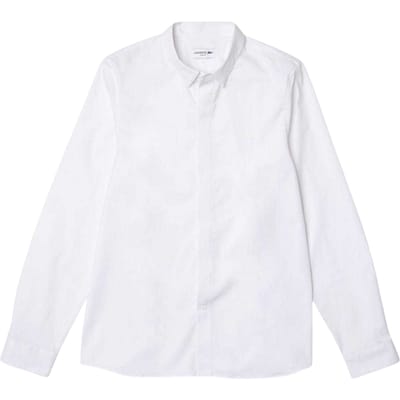 Lacoste Heren Poplin Slim overhemd met verborgen sluiting (Wit)