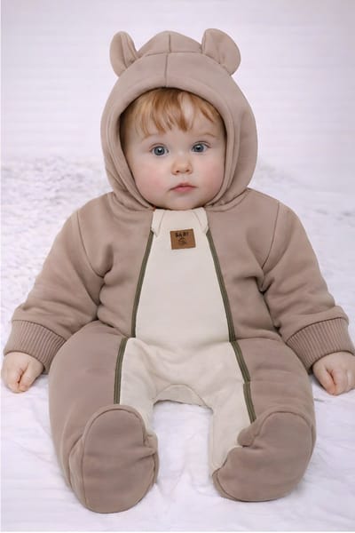 Dartomik - Baby Jumpsuit - Tweelaags - Cappuccino Beige - Maat 86