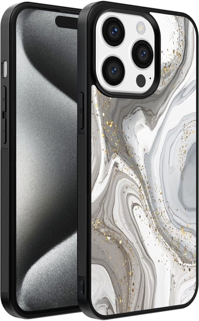 Smartphonica Telefoonhoesje geschikt voor iPhone 15 Pro met marmer opdruk - TPU backcover case marble design - Zilver geschikt voor iPhone 15 Pro