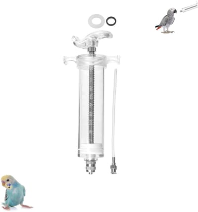 Set van 1 stuk - Voederbakje voor jonge vogels - Herbruikbaar voederbakje voor jonge vogels - Voederbakje voor huisdierenmelk (50 ml) - Voederbakje met gebogen buis - Geschikt voor kleine tot middelgrote papegaaien