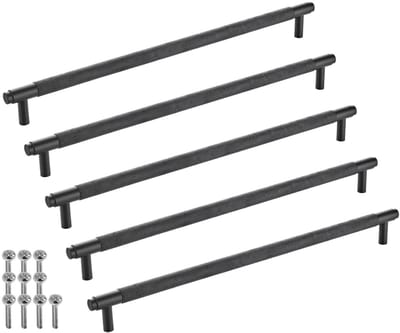 SOTECH 5-delige meubelgrepen BLACKLINE VIII BA 320 mm mat zwart (lengte 352 mm, diameter 14 mm, hoogte 35 mm) design beugelgreep van aluminium