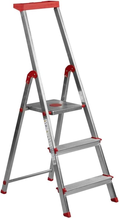 Stevige 3-Treden Aluminium Rolsteiger met Gereedschapshouder - EN-131 Gecertificeerd