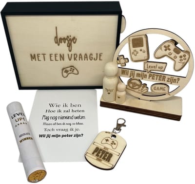 Geschenkbox wil jij mijn PETER zijn? | zwart | GAMES | liefste peter | peter vragen | meter worden | peetoom vragen | peetoom worden | cadeau | geschenkdoos | giftbox