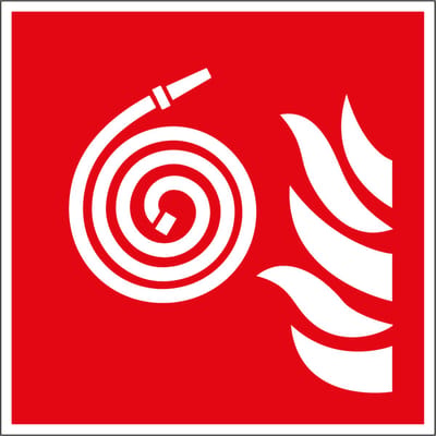 Niet aangesloten brandslang sticker - ISO 7010 - F019 50 x 50 mm - 10 stuks per kaart