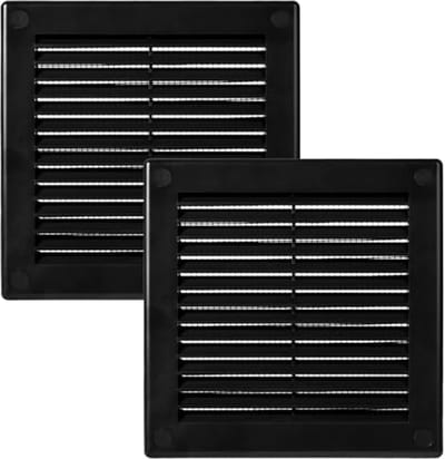 Zwarte Ventilatieafdekking 250 x 250 mm - 2 Stuks met Insectenbescherming voor Badkamer en Kantoor