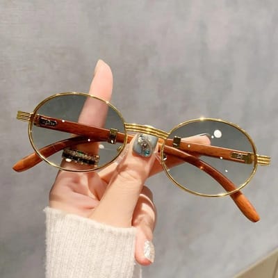 Vintage Ronde Luxe Zonnebril Dames Heren Klein Montuur Ovaal Zonnebril Vrouwelijk Klassiek Zwarte lens UV400 Shades Brillen Oculos