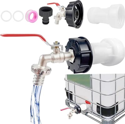Famanu - IBC waterreservoir 1000L tankuitloopkraan met 3/4 inch aansluiting adapter S60x6