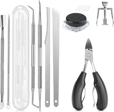 Set voor het behandelen van ingegroeide teennagels met roestvrijstalen nageltang, nagellifter en vijl - Professioneel gereedschap voor voetverzorging en nagelverzorging