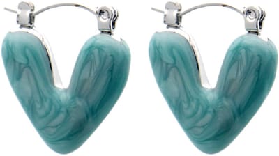 Dames Oorbellen - Zilver / Blauw - Hart Design - Roestvrijstaal 2cm – valentijn – cadeau