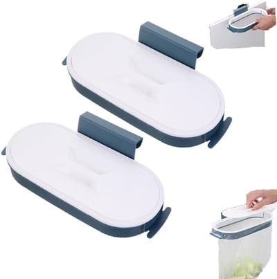2 stuks - Keukenkast Houder - Afvalzakhouder voor aan de kastdeur - Keukenafvalbak voor aan de muur - Hangend afvalzakrek - Met afneembaar deksel - Ruimtebesparend afvalzakrek voor het verzamelen van afval op het aanrecht