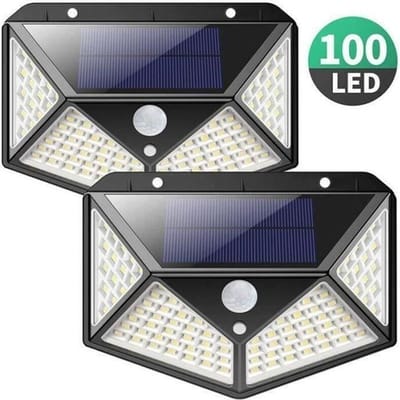 NANWAD-2 stuks buitenlamp op zonne-energie 100 led verlichting Bewegingsmelder Wandlamp