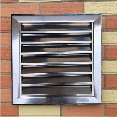 Roestvrijstalen Ventilatie - Lamelrooster Afdekking - Luchtstroom Verbeteren - Waterdicht Lasproces - 36x36cm - Zilver