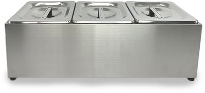 HCB® - Professionele Horeca Bakhouder - 3 x 1/6 GN - RVS / INOX - Incl. gastronorm bakken - Gastronormbak - 22.5x50.5x20 cm (DxBxH) - 4 kg - 7424