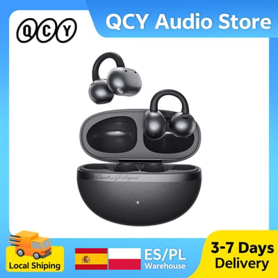 QCY CT06 Crossky C50 Open Ear Draadloze Oortelefoon 4-Mic Gesprekken Bass Boost Oordopjes Bluetooth 6.0 Clip-on OWS Sport Hoofdtelefoon 35 uur PINK
