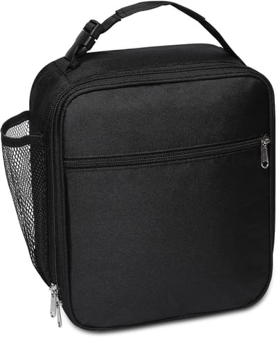 Koeltas-Geïsoleerde lunchtas-geïsoleerde lunchtas -zijvak van gaas voor -kinderen-volwassenen-mannen-vrouwen-waterbestendige-lekvrije-zachte koeltas-duurzame thermische lunchbox voor werk-picknick-buiten-zwart