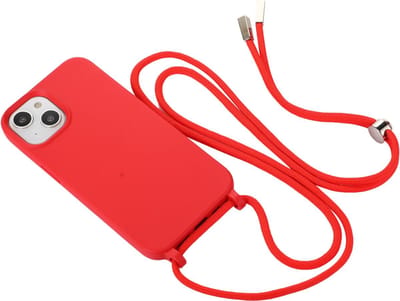 Hoesje met koord - Geschikt voor iPhone 11 Silicone hoesje met koord - Back cover met koord - Cord Case - Rood