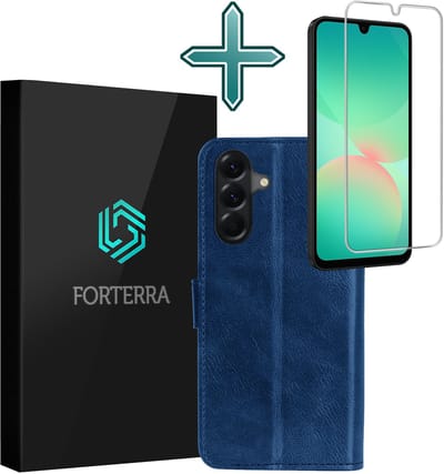 Hoesje Met Screenprotector - Geschikt voor Samsung Galaxy A26 - Luxe Pasjeshouder - Flipcase - Bookcase Portemonee - Flip Case - Kunstleer Book Case - Book Cover - Walletcase - Portemonneehoes - Donkerblauw