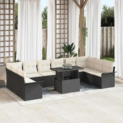 vidaXL Tuin Sofa Set 11 st Zwart Poly riet