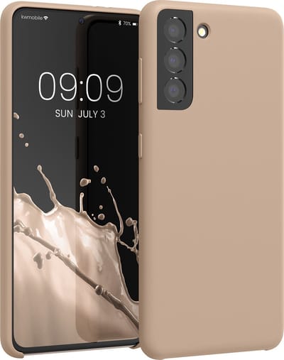 kwmobile telefoonhoesje geschikt voor Samsung Galaxy S21 - Hoesje met siliconen coating - Smartphone case in parelmoer