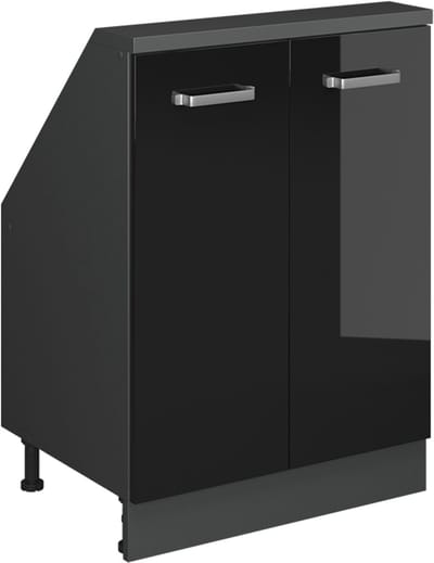 Vicco Rion Kast voor schuine wand – met 2 deuren Hoogglans zwart/antraciet