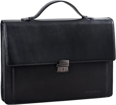 Vintage Documententas A4, 13-14 inch, Leer, Handtas, Onder de arm dragen, Leren Aktetas, Klikslot, Ruim, Organisatievakken, Penhouders, Smartphonevak, Pasjesvakken, 38 x 28 x 6 cm, 1050 gram, Koeienleer, Niet geschikt voor mappen