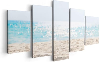 Artaza Canvas Schilderij Vijfluik Helder Witte Strand Met Zee Uitzicht - 100x50 - Foto Op Canvas - Canvas Print
