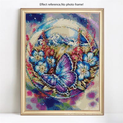 Volledige ronde diamant borduurwerk volledige weergave dier Diamond schilderij kruissteek vlinder en bloem 20X30CM blue