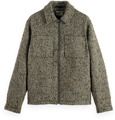 Scotch & Soda Multicoloured Tweed Wool-blend Overshirt Green / Beige Tweed Size: L | Jackets Outlet | Heren | Beige