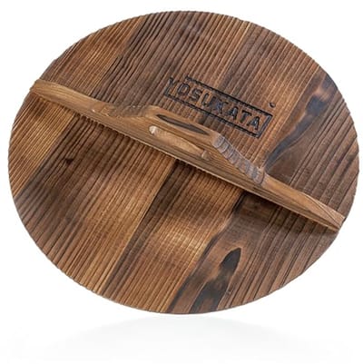 Houten Wokdeksel 34 cm - Ergonomisch Handvat - Condensvrij Wokdeksel voor Wokpannen