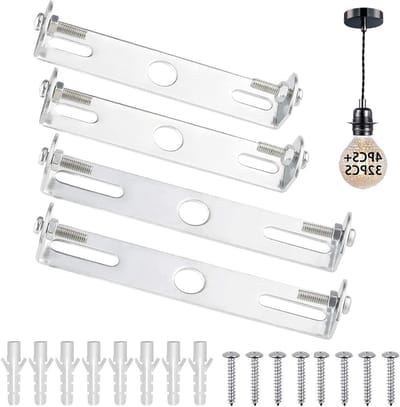4-delige plafondplaat bevestigingsset voor verlichting 90/105mm, roestvrij staal, inclusief schroeven, ideaal voor hanglampen en plafondlampen in huis en kantoor