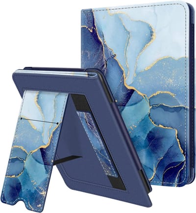 Premium Kunstleer Stand Hoes voor 6,8" E-Reader - Met Kaartsleuf en Draagriem