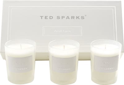 Ted Sparks - Gift Set - 3 geurkaarsen in prachtige geschenkverpakking - Fresh Linen