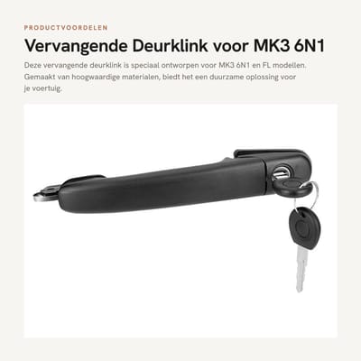 Dailygoods- Deurgeleiding Vervanging - Deurklink Buiten - ABS-Materiaal - Geschikt voor MK3 6N1/FL 6N2 - Eenvoudige Installatie - Duurzaam Gebruik - Deurgreep